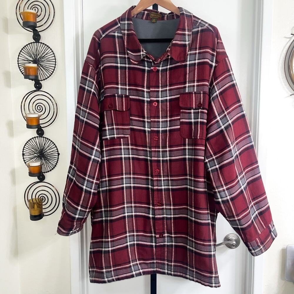 Boulder Creek Mens Flannel Fleece Lined Shirt Jacket Shacket - Red, Size 6XLB